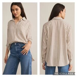 Thread Supply Sand Stripe Linen Shirt Oversized Size Large